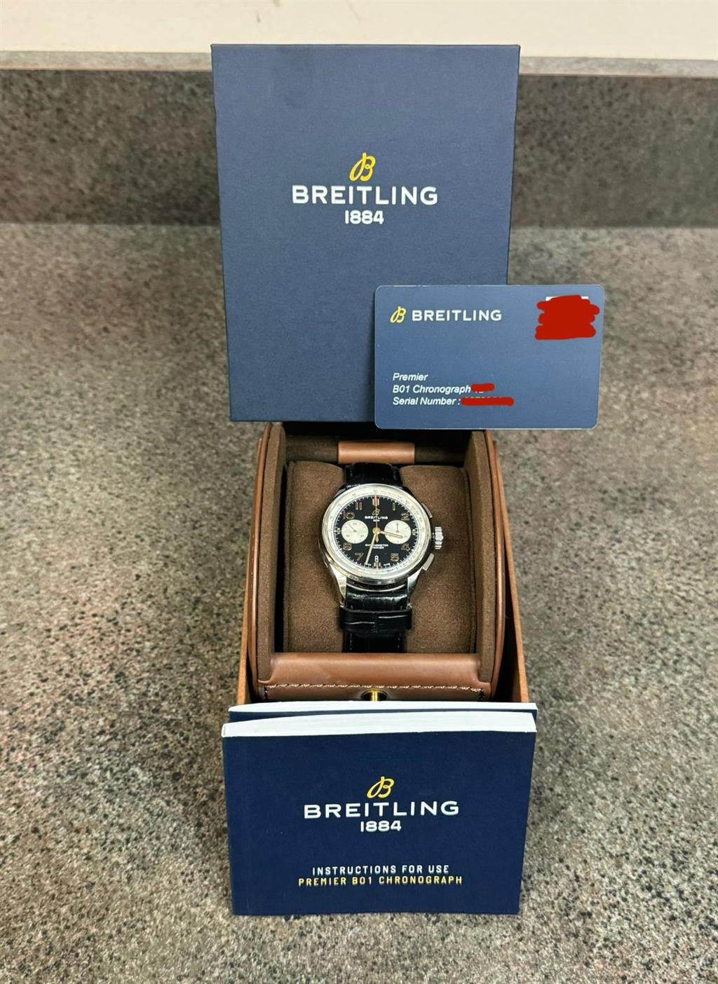 BREITLING PREMIER B01 CHRONO 42MM BLACK DIAL  AB0118A21B1X1